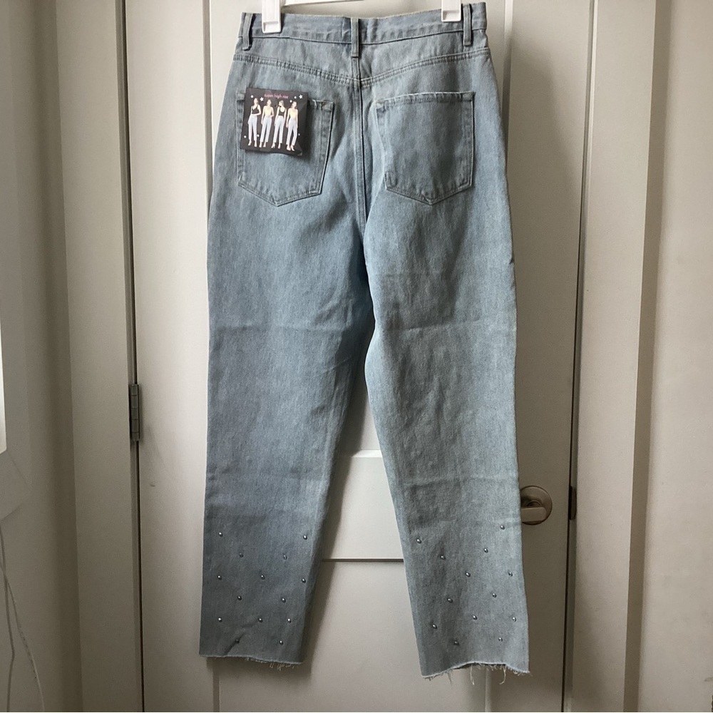 Nwt Simple Society Rhinestone Super High‎ Rise Straight Jeans - Picture 2 of 2